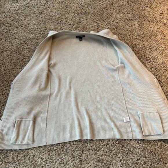 Banana Republic Rib Knit Merino Wool Cardigan with Ruffle Front Size XL - Picture 4 of 8